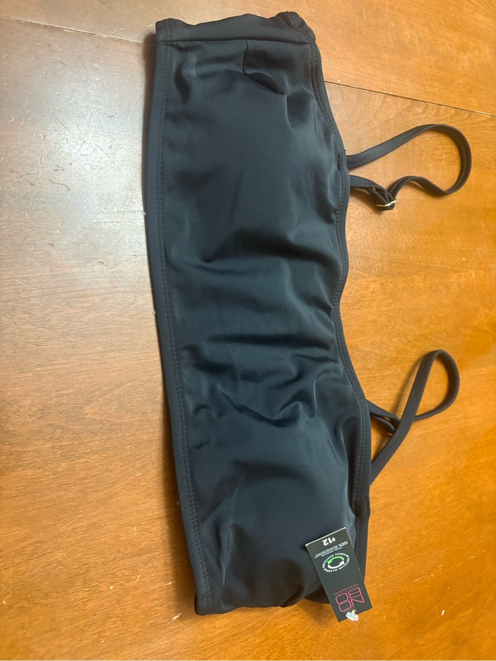 NOBO Black Bandeau Bikini Top with Adjustable Straps